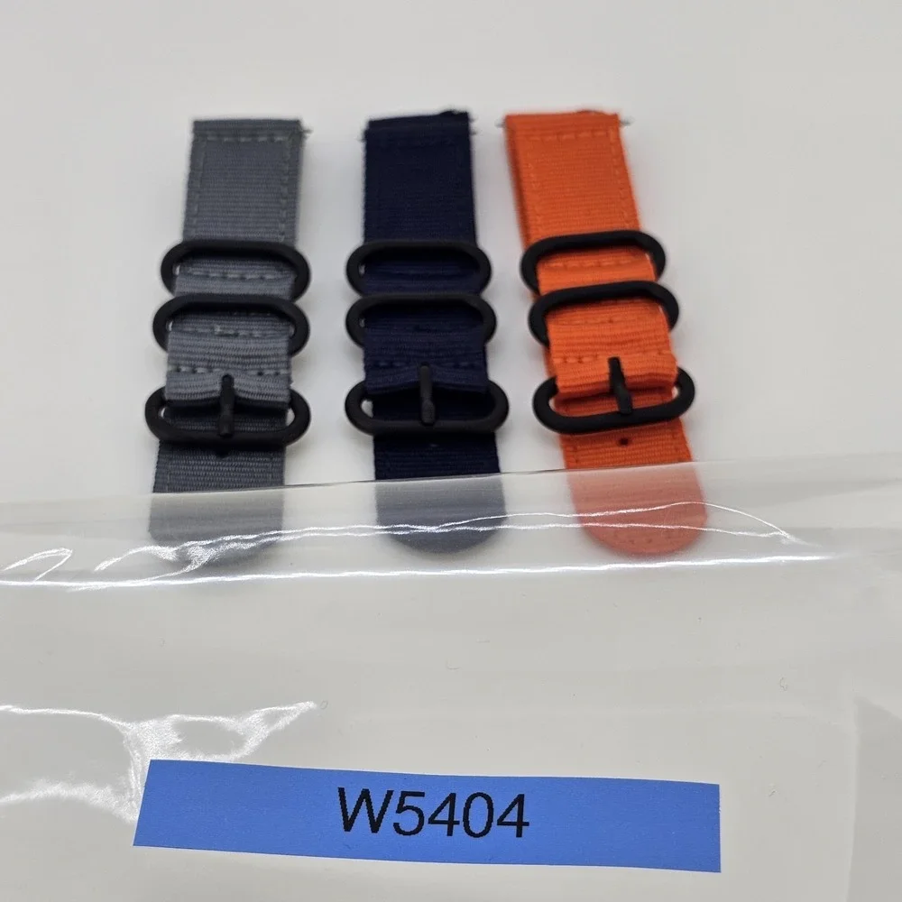 3X Men's Watch Bands 22MM Gray Blue Orange Canvas Watch Band Strap Quick Release